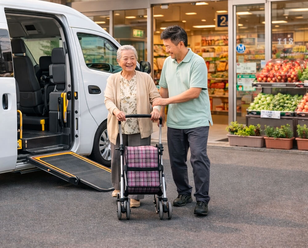 <!-- wp:paragraph -->
<p>「また、あの場所に行きたい」「久しぶりに友達と会いたい」そんな気持ちを大切にしたいから。八徒は、介護保険の対象外となる外出にも対応しています。お墓参り、法事、冠婚葬祭など、大切な用事にもご利用ください。</p>
<!-- /wp:paragraph -->